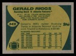 1989 Topps #342  Gerald Riggs  Back Thumbnail