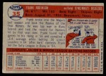 1957 Topps #35 Frank Robinson Back Thumbnail