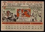 1956 Topps #5 Ted Williams Back Thumbnail