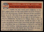 1957 Topps #407 - Mickey Mantle / Yogi Berra Yankees' Power Hitters Back Thumbnail