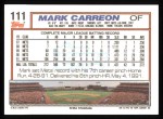 1992 Topps #111  Mark Carreon  Back Thumbnail