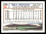 1992 Topps #236  Bill Pecota  Back Thumbnail