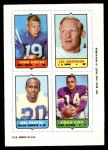 1969 Topps 4-in-1 Football Stamps  Johnny Unitas / Les Josephson / Mel Renfro / Fred Cox  Front Thumbnail