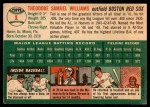 1954 Topps #1 WHT Ted Williams Back Thumbnail