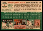 1954 Topps #1 WHT Ted Williams Back Thumbnail
