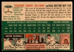 1954 Topps #1 WHT Ted Williams Back Thumbnail