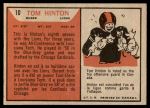 1965 Topps CFL #10  Tom Hinton  Back Thumbnail
