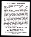 1948 Bowman REPRINT #44  Johnny Wyrostek  Back Thumbnail