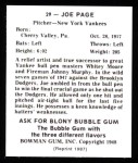 1948 Bowman REPRINT #29  Joe Page  Back Thumbnail