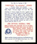 1949 Bowman REPRINT #68  Sheldon Jones  Back Thumbnail