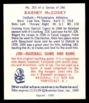 1949 Bowman REPRINT #203  Barney McCosky  Back Thumbnail