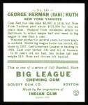 1933 Goudey Reprint #144  Babe Ruth  Back Thumbnail