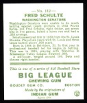 1933 Goudey Reprint #112  Fred Schulte  Back Thumbnail