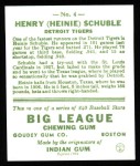 1933 Goudey Reprint #4  Heinie Schuble  Back Thumbnail