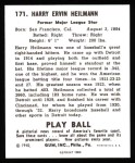 1940 Play Ball Reprint #171  Harry Hellmann  Back Thumbnail