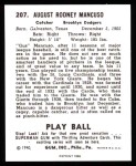 1940 Play Ball Reprint #207  Gus Mancuso  Back Thumbnail
