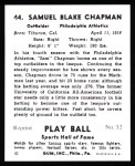 1941 Play Ball Reprint #44  Sam Chapman  Back Thumbnail