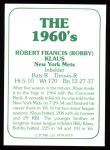 1978 TCMA The 1960's #19  Bobby Klaus  Back Thumbnail