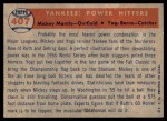 1957 Topps #407 - Mickey Mantle / Yogi Berra Yankees' Power Hitters Back Thumbnail