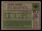 1984 Topps #285  John Misko  Back Thumbnail