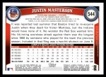 2011 Topps #544  Justin Masterson  Back Thumbnail