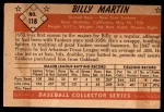 1953 Bowman #118 Billy Martin Back Thumbnail