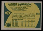 1989 Topps #85  Alfred Anderson  Back Thumbnail