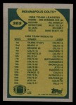 1989 Topps #205   -  Chris Chandler / Eric Dickerson / Bill Brooks / Willie Tullis / Jon Hand / Duane Bickett Colts Leaders Back Thumbnail