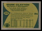 1989 Topps #302  Mark Clayton  Back Thumbnail