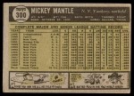 1961 Topps #300 Mickey Mantle Back Thumbnail