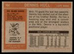 1972 Topps #164  Dennis Hull  Back Thumbnail