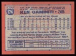 1991 Topps #174  Ken Caminiti  Back Thumbnail