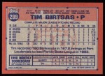 1991 Topps #289  Tim Birtsas  Back Thumbnail
