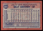 1991 Topps #604  Billy Hatcher  Back Thumbnail