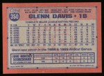 1991 Topps #350  Glenn Davis  Back Thumbnail