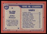 1991 Topps #407   -  John Franco All-Star Back Thumbnail