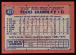 1991 Topps #457  Todd Hundley  Back Thumbnail
