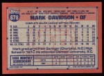 1991 Topps #678  Mark Davidson  Back Thumbnail
