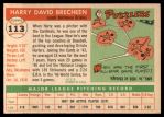 1955 Topps #113  Harry Brecheen  Back Thumbnail