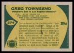 1989 Topps #274  Greg Townsend  Back Thumbnail