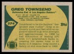 1989 Topps #274  Greg Townsend  Back Thumbnail