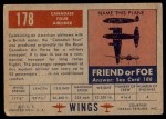 1952 Topps Wings #178   Canadair Four Back Thumbnail