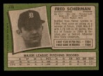 1971 Topps #316 Fred Scherman Back Thumbnail