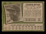 1971 Topps #118 Cookie Rojas Back Thumbnail