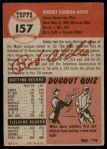 1953 Topps #157  Bob Addis  Back Thumbnail