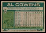 1977 Topps #262  Al Cowens  Back Thumbnail
