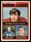 1972 Topps #8   -  Curt Knight / Errol Mann / Bruce Gossett NFC Scoring Leaders Front Thumbnail