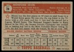 1952 Topps #26 Monte Irvin Back Thumbnail