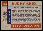 1957 Topps Hit Stars #33  Buddy Knox   Back Thumbnail