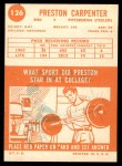 1963 Topps #126  Preston Carpenter  Back Thumbnail